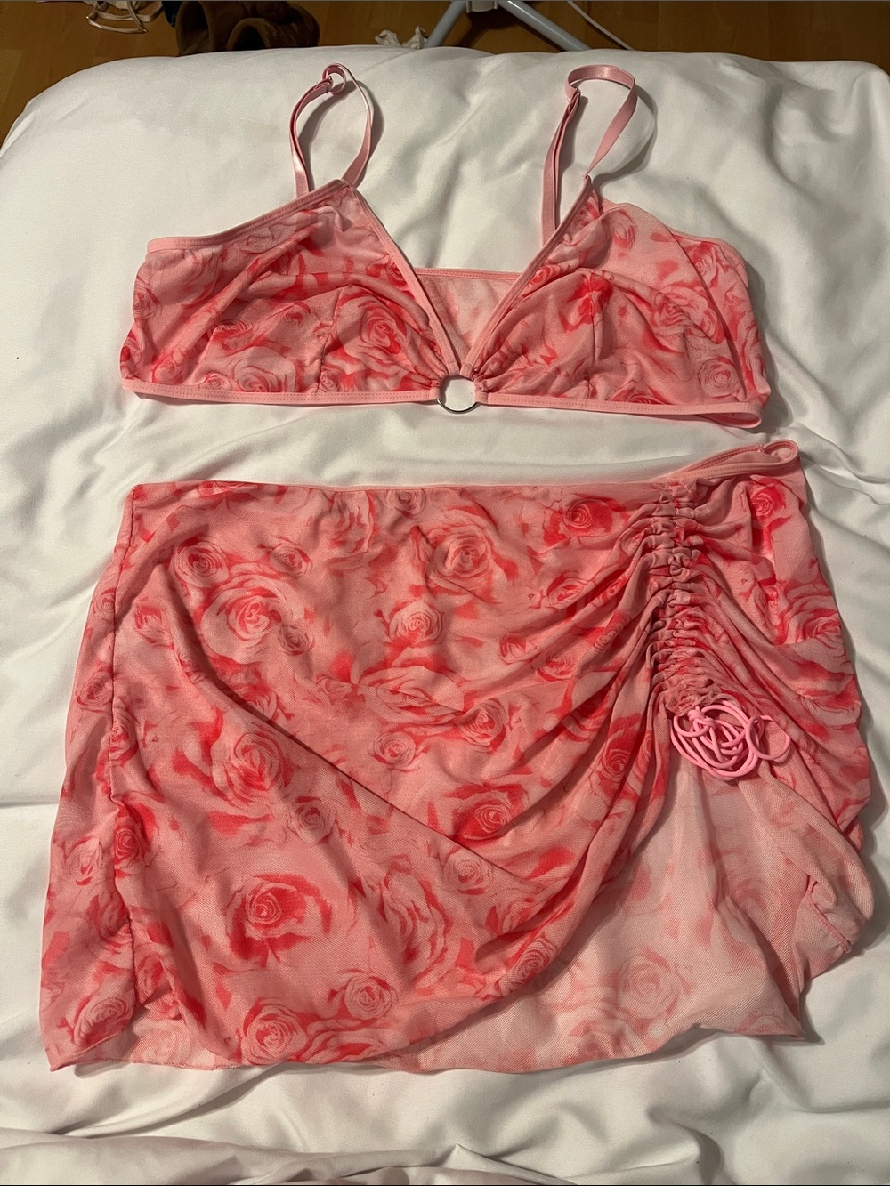 Pink Rose Mesh Two-Piece Set